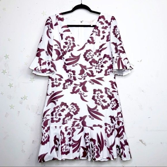 REBECCA Taylor flutter sleeve ruffle Amea snow spice dress - Picture 1 of 10